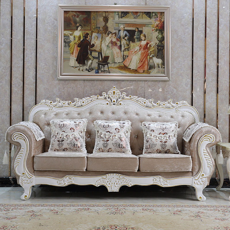Traditional Camel Back CouchFlared Arm Settee for Three People