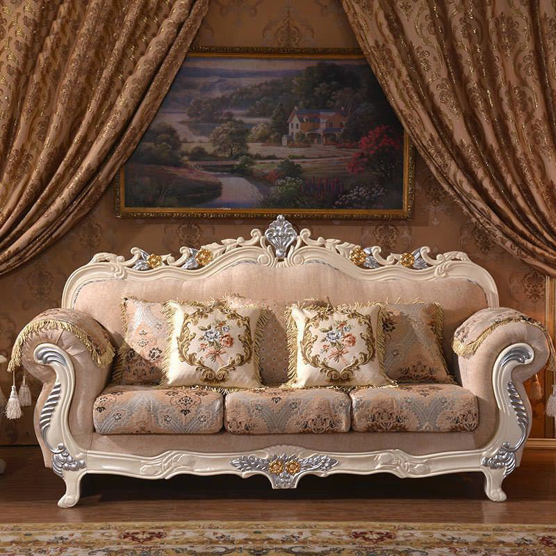 Traditional Camel Back CouchFlared Arm Settee for Three People