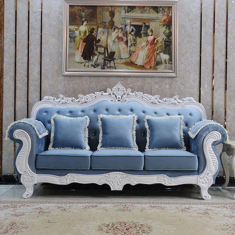 Traditional Camel Back CouchFlared Arm Settee for Three People