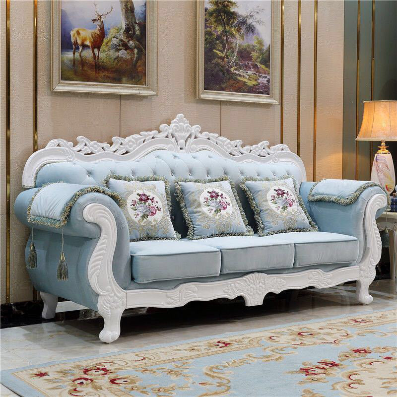Traditional Camel Back CouchFlared Arm Settee for Three People