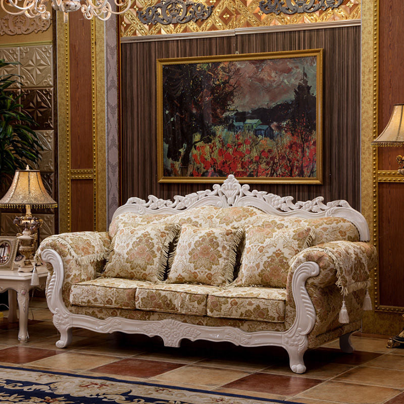 Traditional Camel Back CouchFlared Arm Settee for Three People