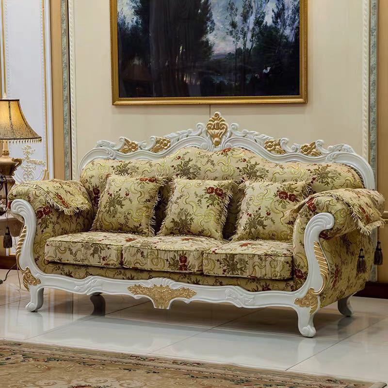 Traditional Camel Back CouchFlared Arm Settee for Three People