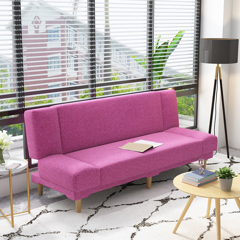 Contemporary Tight Back Armless Settee Convertible Linen Sofa Bed