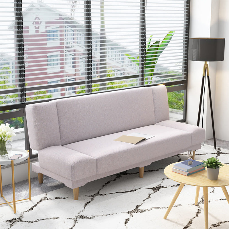 Contemporary Tight Back Armless Settee Convertible Linen Sofa Bed