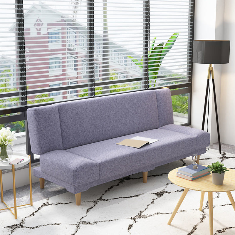 Contemporary Tight Back Armless Settee Convertible Linen Sofa Bed