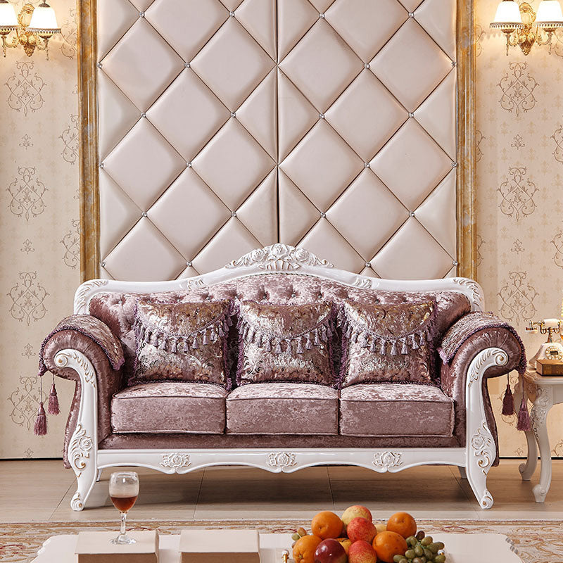 Tight and Tufted Split-Back Rolled Arm Sofa Couch for Three People