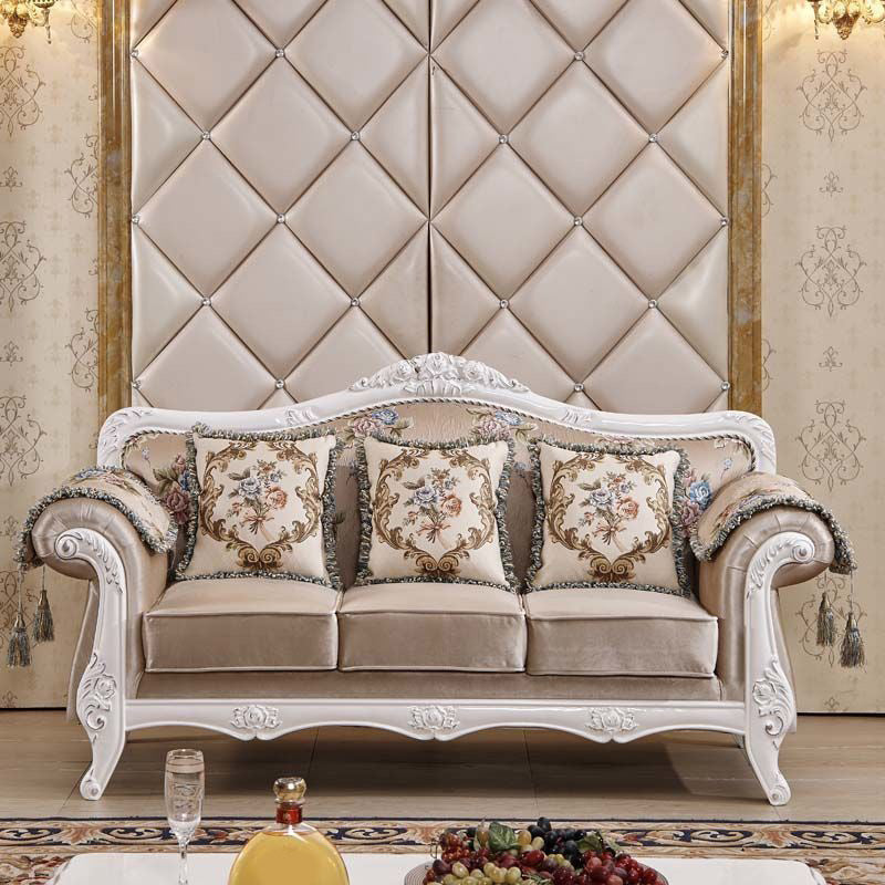 Tight and Tufted Split-Back Rolled Arm Sofa Couch for Three People