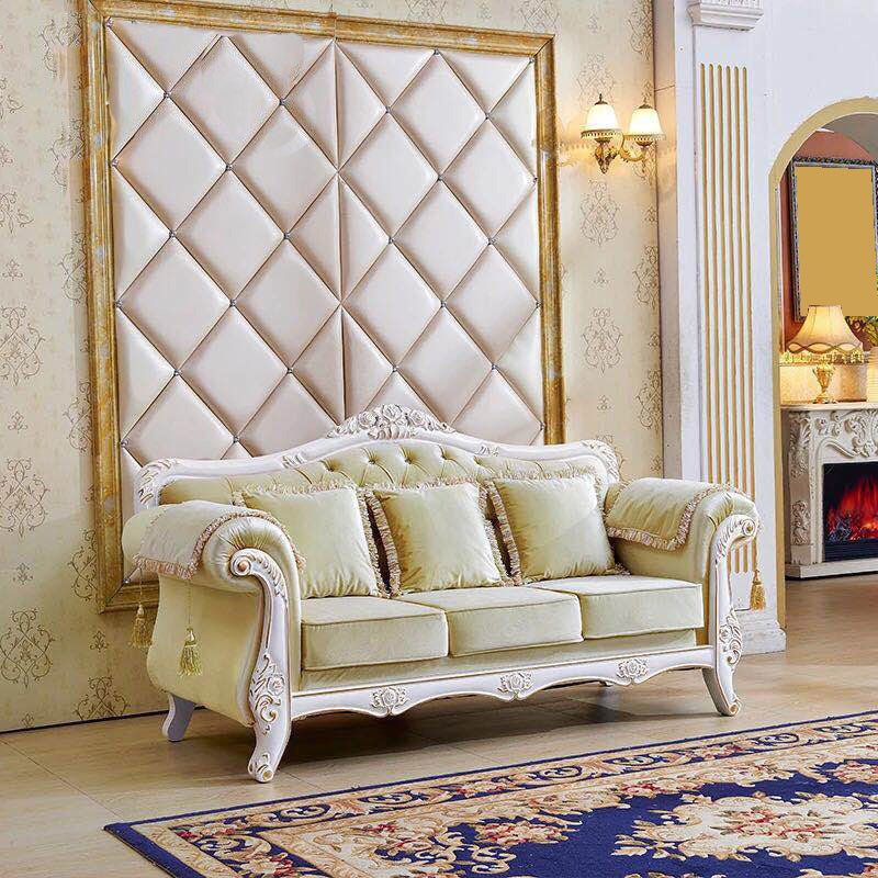 Tight and Tufted Split-Back Rolled Arm Sofa Couch for Three People