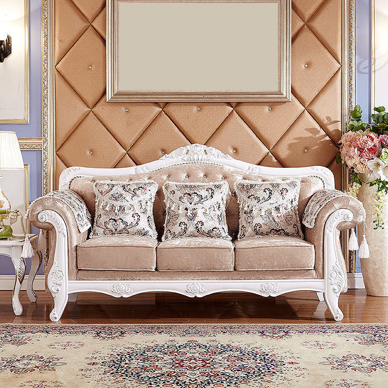 Tight and Tufted Split-Back Rolled Arm Sofa Couch for Three People