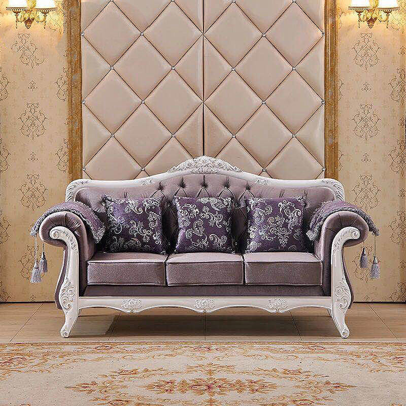Tight and Tufted Split-Back Rolled Arm Sofa Couch for Three People