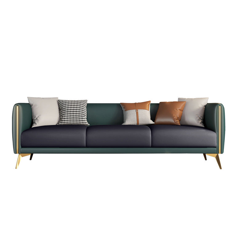 Contemporary Faux Leather Settee 25.98"H Tuxedo Arm Sofa for Four People