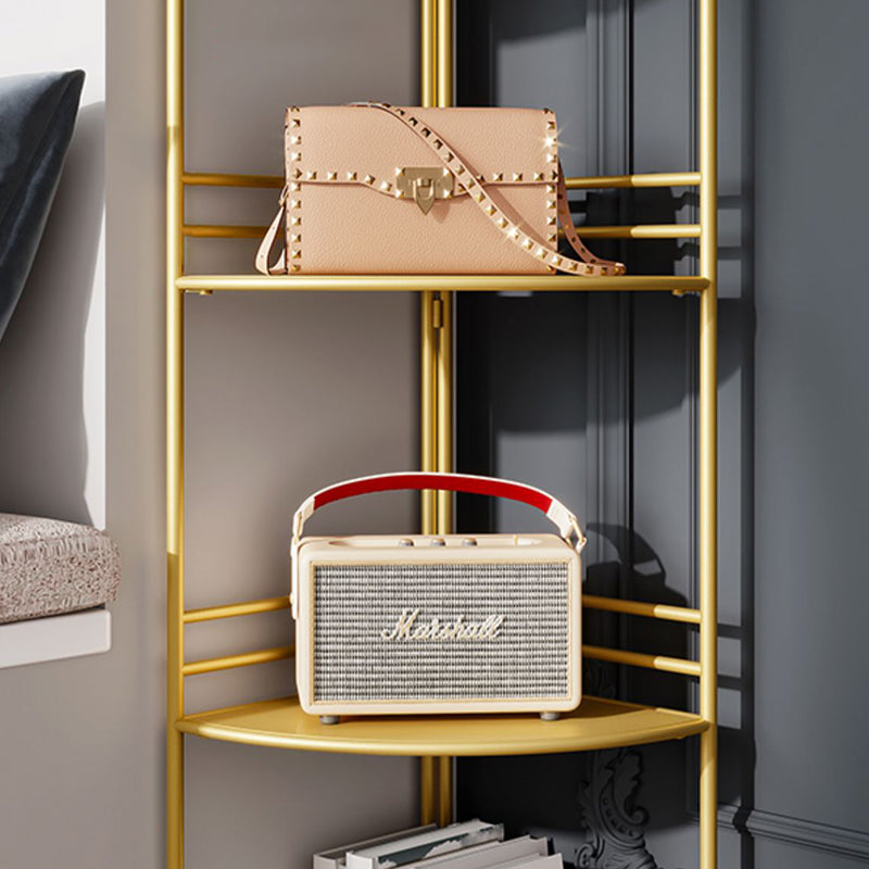 3/5-Shelf Contemporary Corner Bookshelf Iron Open Bookshelf for Living Room