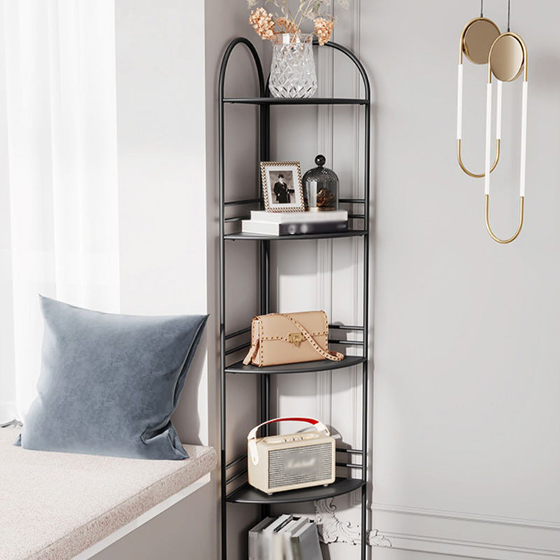 3/5-Shelf Contemporary Corner Bookshelf Iron Open Bookshelf for Living Room