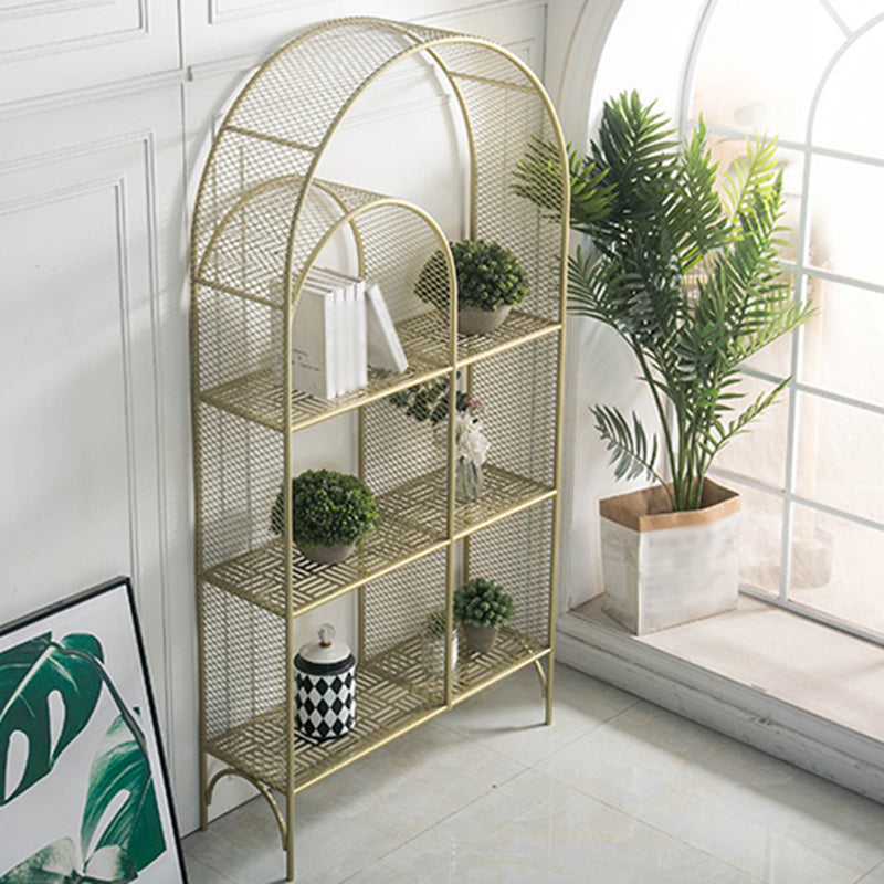 Glam Style Vertical Bookshelf Metal 3-shelf Bookcase for Home Use