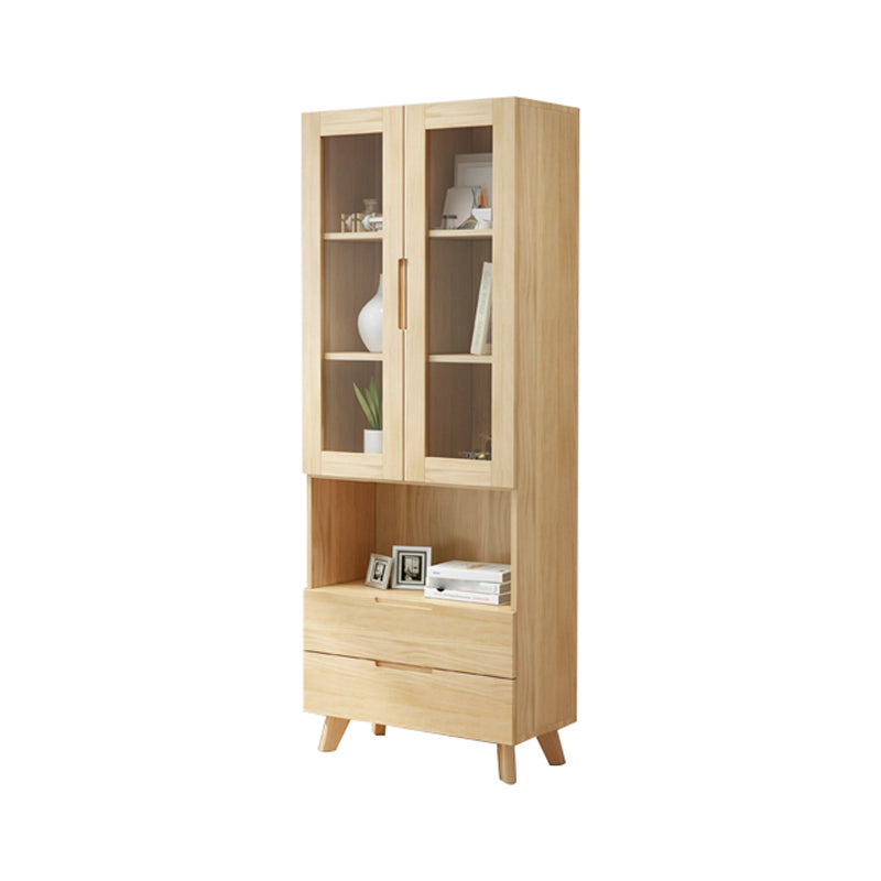 Solid Wood Scandinavian Bookcase Closed Back Bookcase with Door