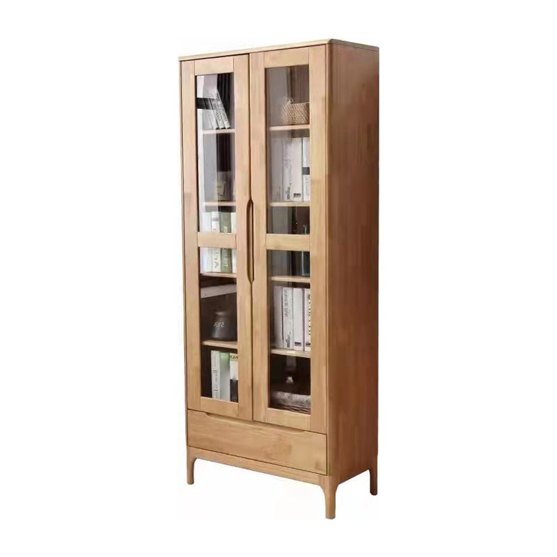 Solid Wood Scandinavian Bookcase Closed Back Bookcase with Door