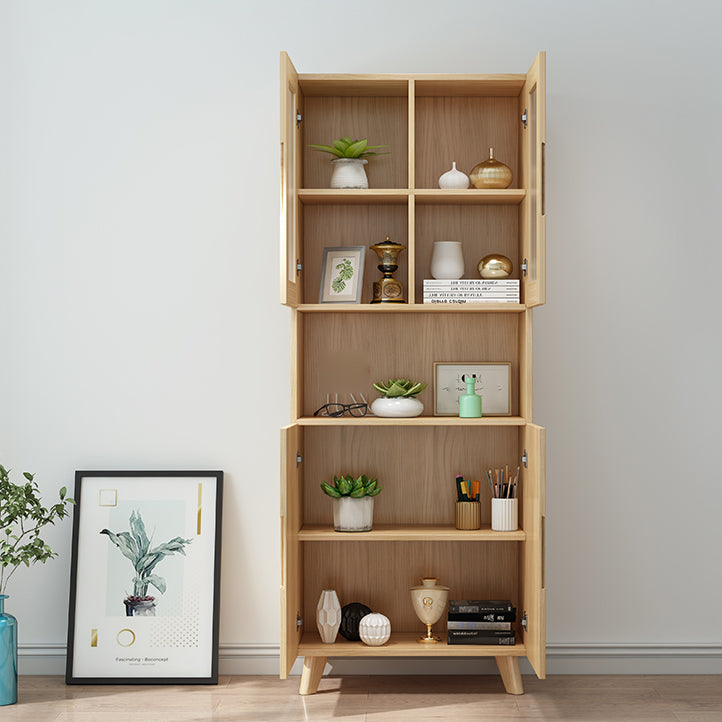 Solid Wood Scandinavian Bookcase Closed Back Bookcase with Door