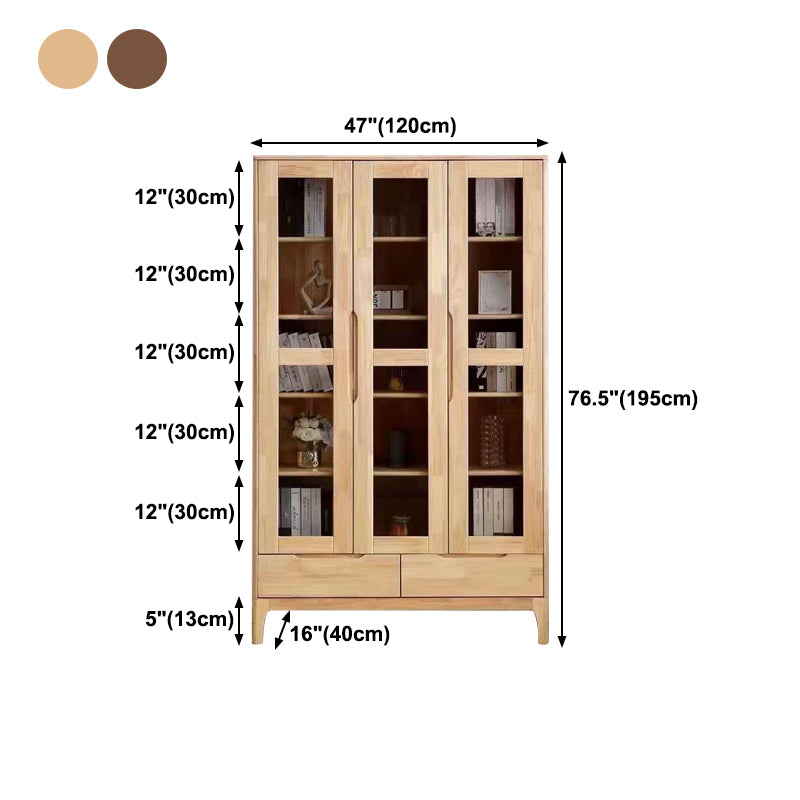 Solid Wood Scandinavian Bookcase Closed Back Bookcase with Door