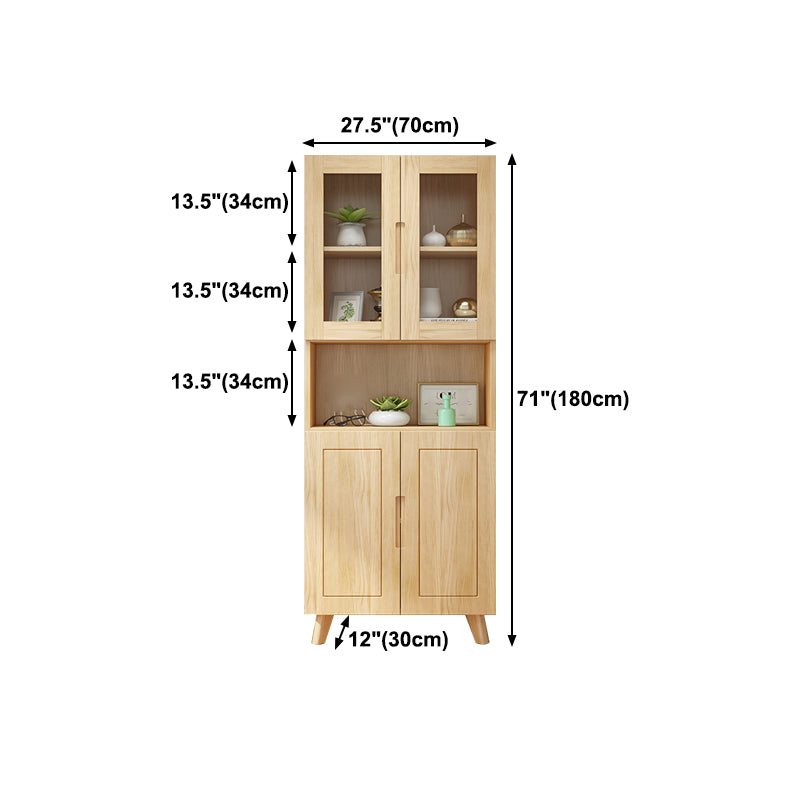 Solid Wood Scandinavian Bookcase Closed Back Bookcase with Door