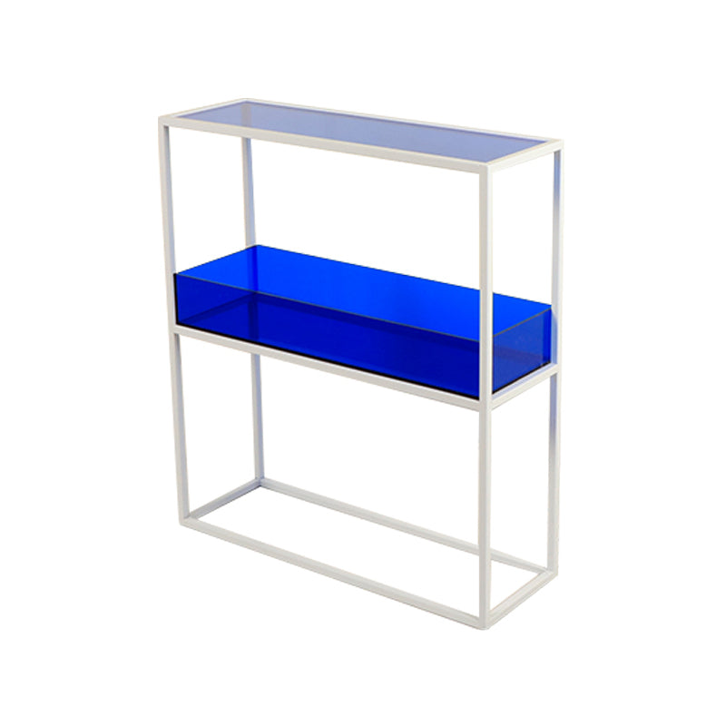 Open Scandinavian Etagere Bookshelf with White Iron Frame Acrylic Shelf