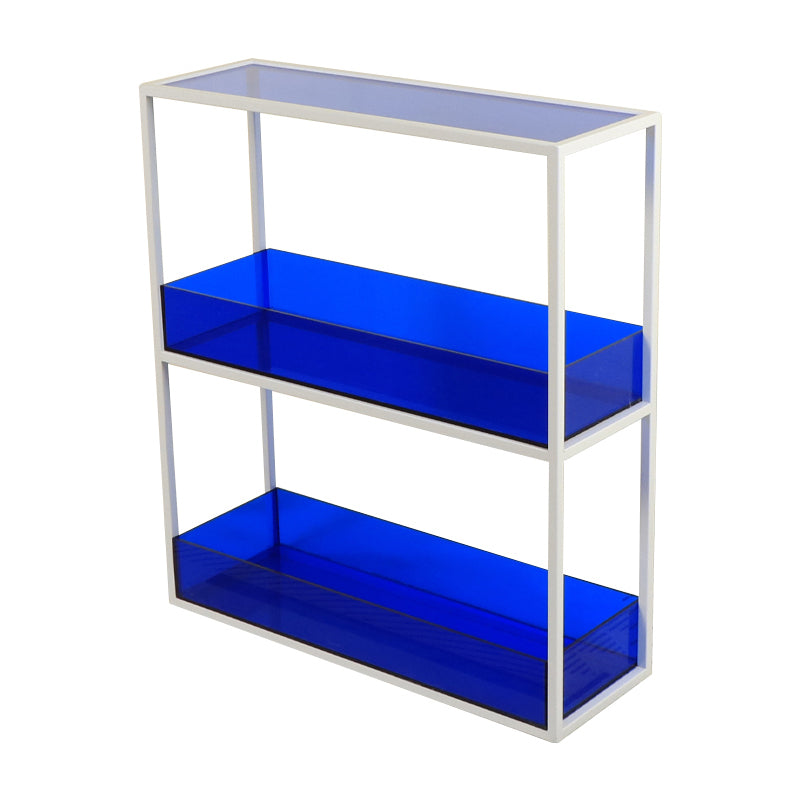 Open Scandinavian Etagere Bookshelf with White Iron Frame Acrylic Shelf