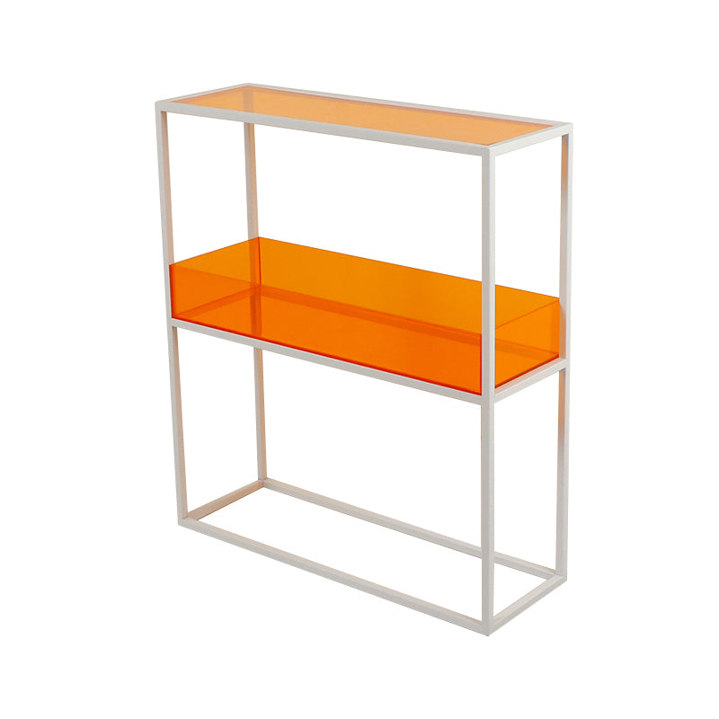 Open Scandinavian Etagere Bookshelf with White Iron Frame Acrylic Shelf