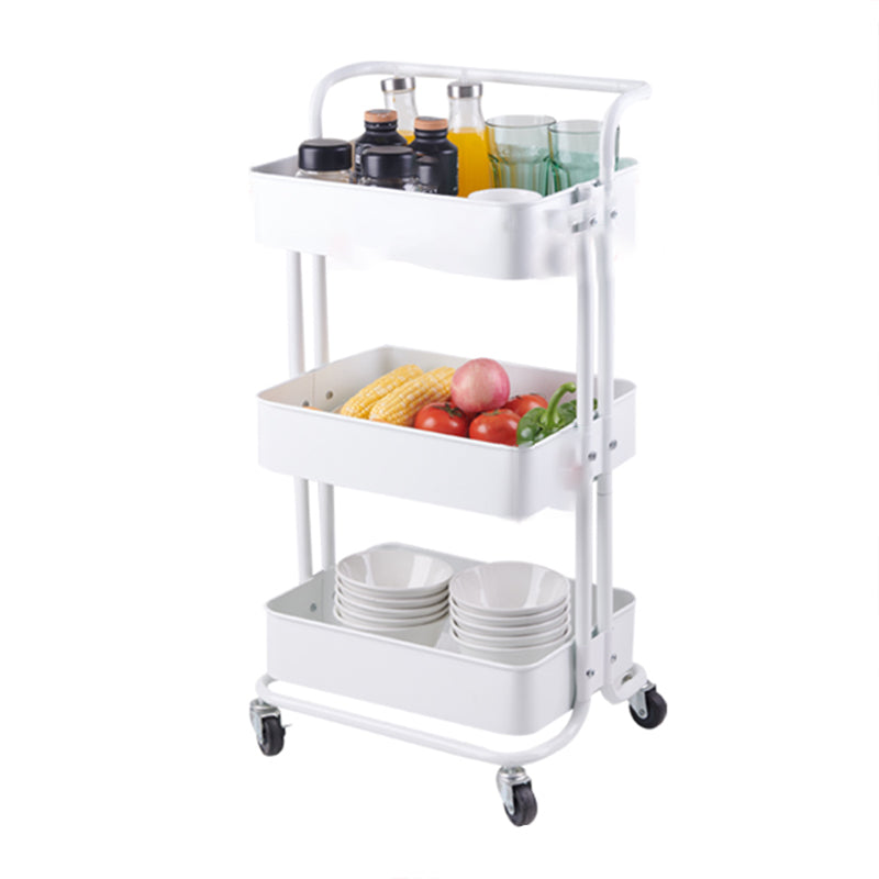 3-Shelf Plastic Geometric Bookcase Contemporary Book Shelf with Wheels