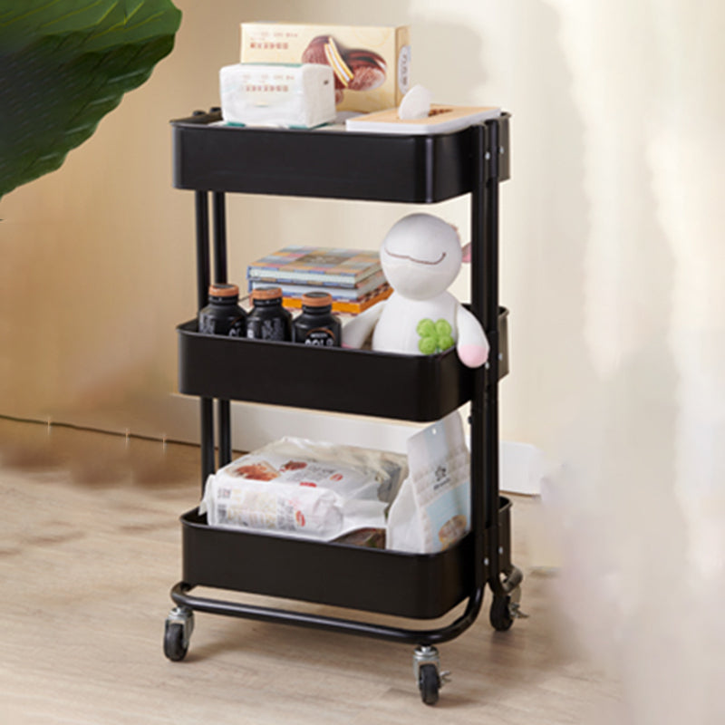 3-Shelf Plastic Geometric Bookcase Contemporary Book Shelf with Wheels