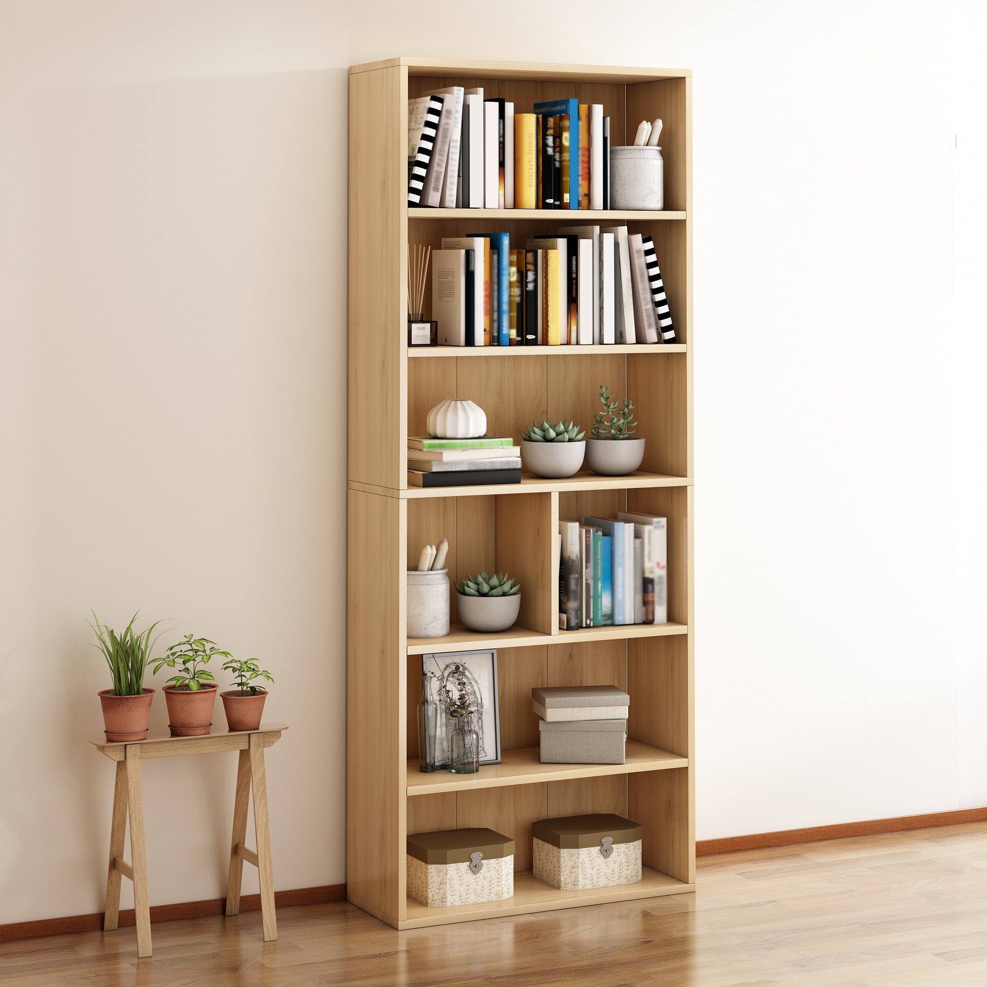 Scandinavian Manufactured Wood Standard Bookshelf Vertical Bookshelf for Living Room