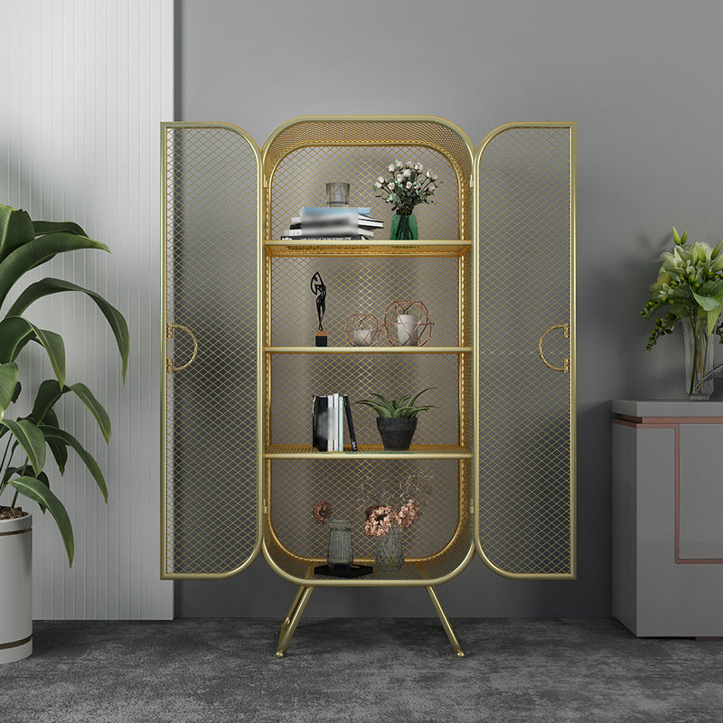 Scandinavian Vertical Standard Bookcase Iron Bookcase with Door