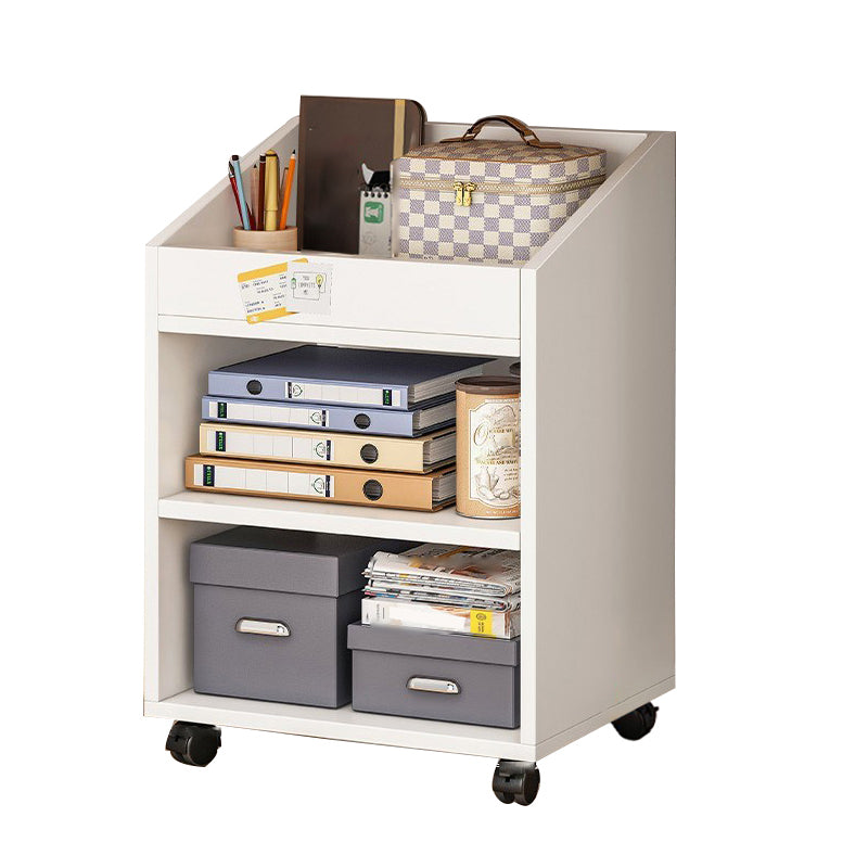 Modern Style Bookshelf Wooden Shelf Bookcase with Caster Wheels