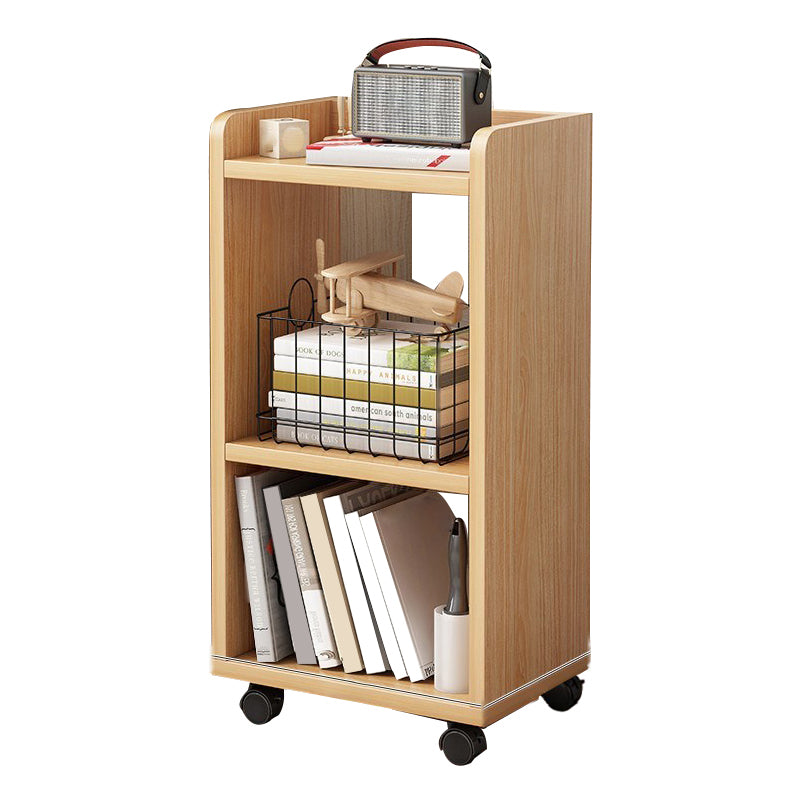 Modern Style Bookshelf Wooden Shelf Bookcase with Caster Wheels