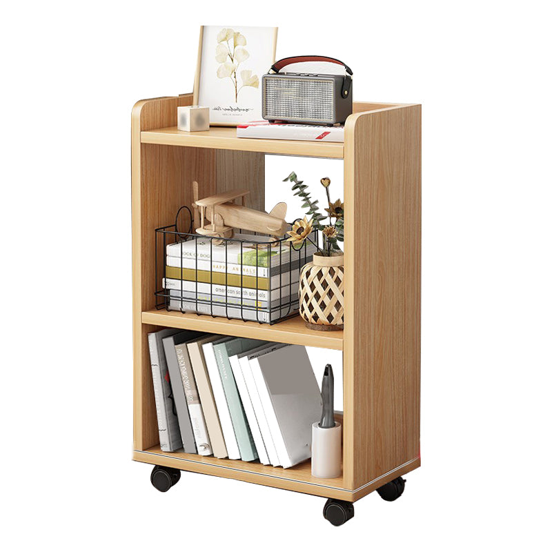 Modern Style Bookshelf Wooden Shelf Bookcase with Caster Wheels