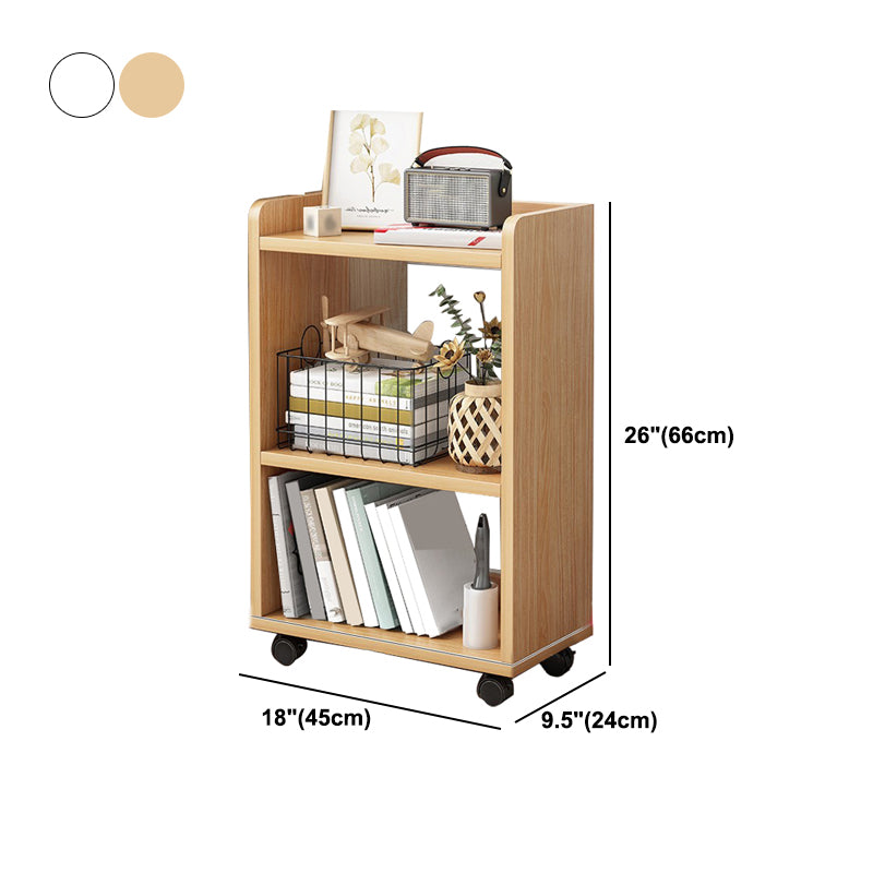 Modern Style Bookshelf Wooden Shelf Bookcase with Caster Wheels