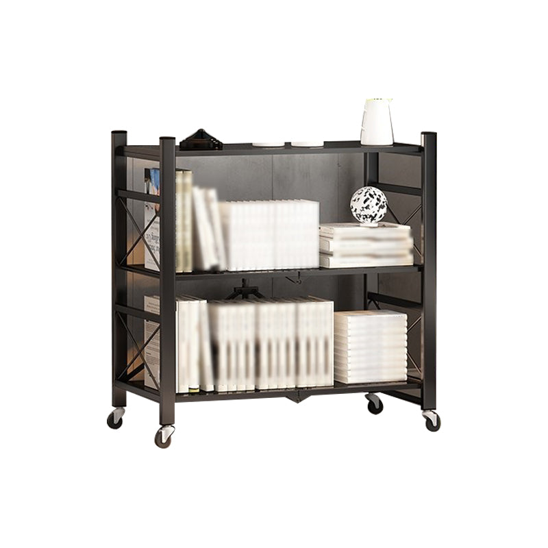 Folding Steel Industrial Etagere Bookshelf Open Bookshelf with Caster Wheels
