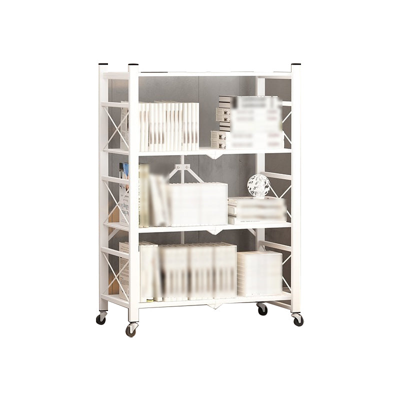 Folding Steel Industrial Etagere Bookshelf Open Bookshelf with Caster Wheels
