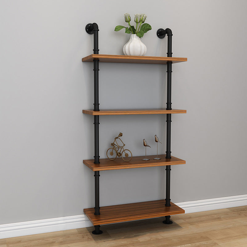 Brown Bookshelf Industrial Style Wall Mounted Bookcase for Home Office