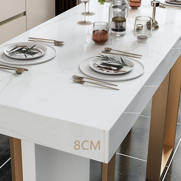 Modern Bar Table 42-inch Height White Artificial Marble Top and Metal Base Bistro Table