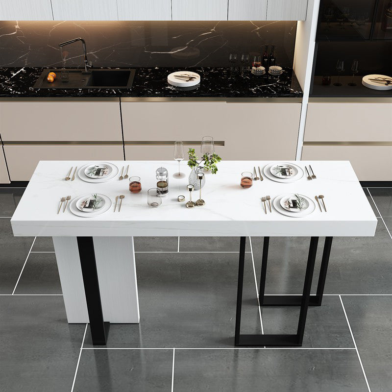 Modern Bar Table 42-inch Height White Artificial Marble Top and Metal Base Bistro Table