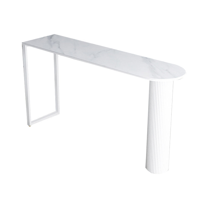 Industrial Iron Bar Dining Table with Stone Top Indoor Bistro Table Fixed Table