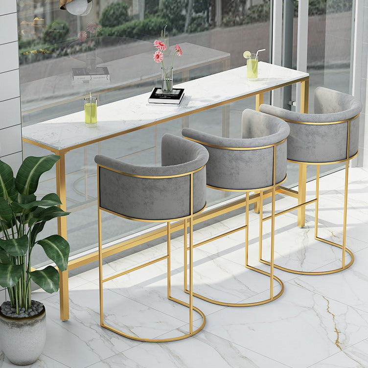 White Stone Bar Table Traditional Luxury Bar Table with Gold Base