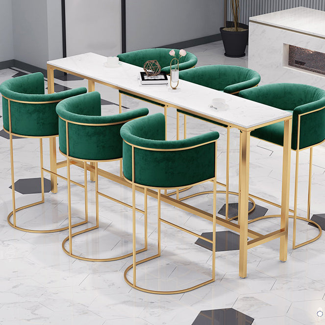 White Stone Bar Table Traditional Luxury Bar Table with Gold Base