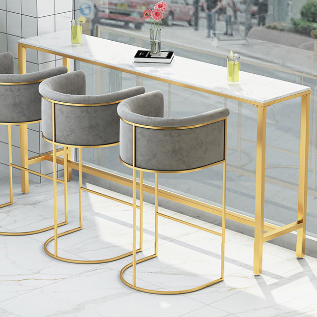 White Stone Bar Table Traditional Luxury Bar Table with Gold Base