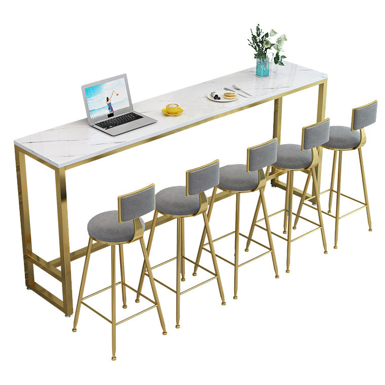 Modern Bar Dining Table Rectangle Bar Table with Trestle Base