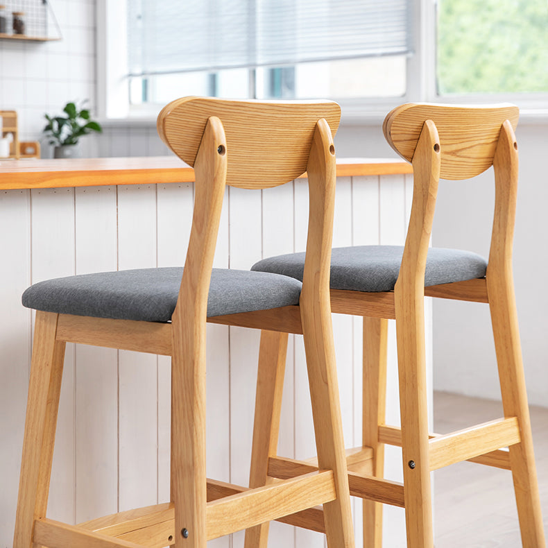 Scandinavian Matte Finish Upholstered Counter Height Stool Home Solid Wood Bar Stool
