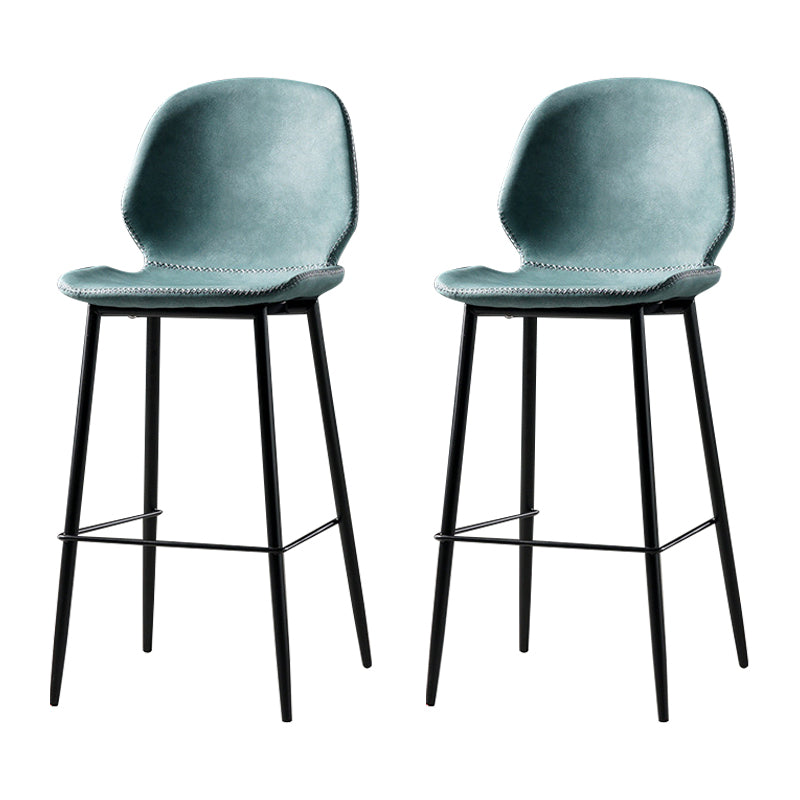 Scandinavian Matte Finish Leather Barstool Footrest Coffee Shop Stool