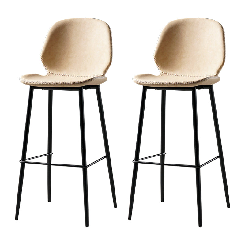 Scandinavian Matte Finish Leather Barstool Footrest Coffee Shop Stool