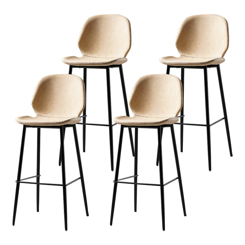 Scandinavian Matte Finish Leather Barstool Footrest Coffee Shop Stool