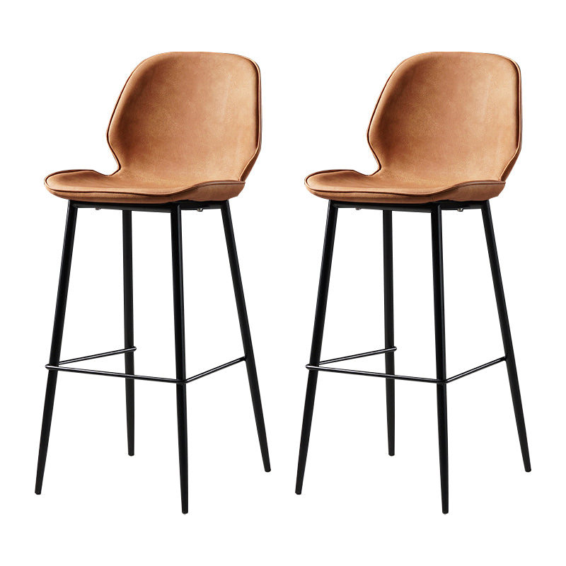 Scandinavian Matte Finish Leather Barstool Footrest Coffee Shop Stool