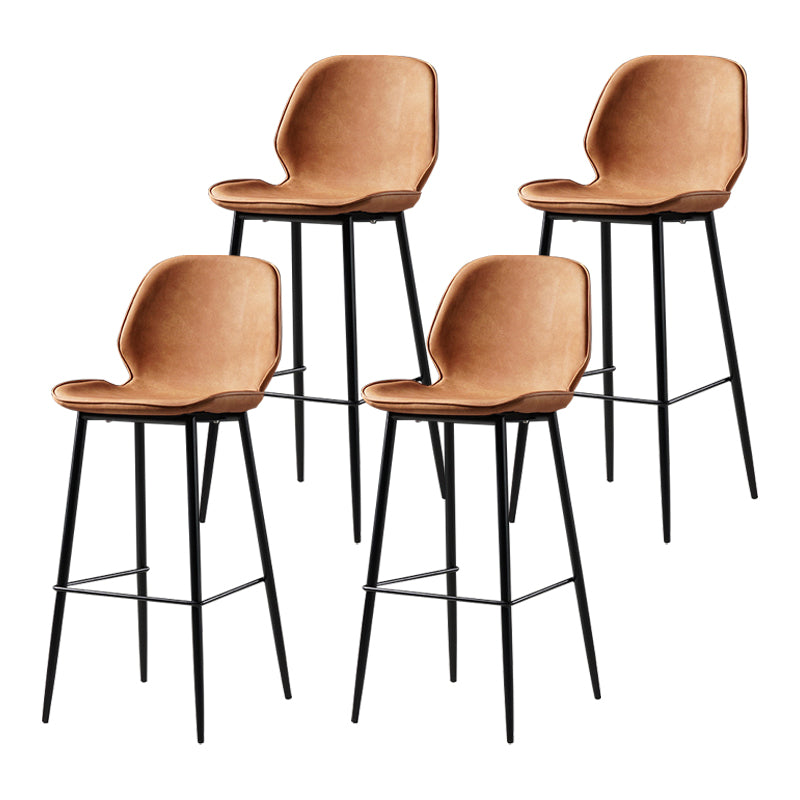 Scandinavian Matte Finish Leather Barstool Footrest Coffee Shop Stool